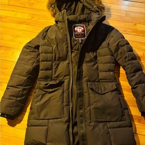 Pajar Black Puffer Coat with Fur Trim